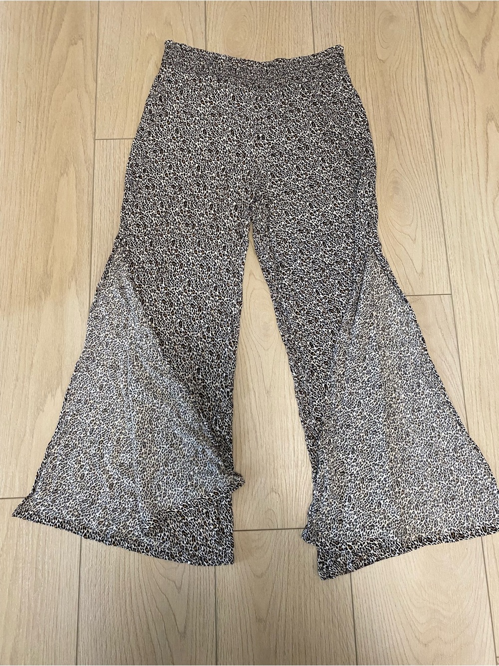 Vanilla Star Leopard Print Flare Pants - Black & Brown